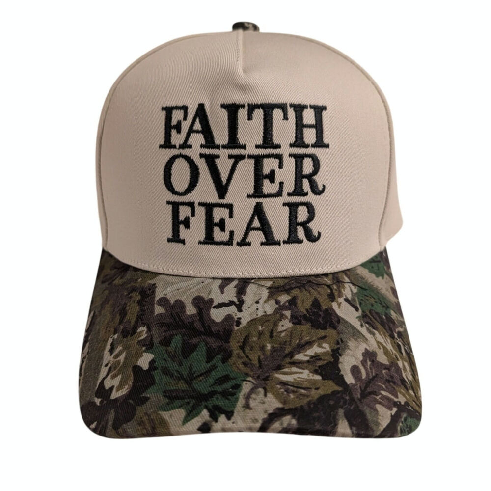 Faith over Fear Embroidery Jesus Camo Camouflage Cap Hat Military Baseball